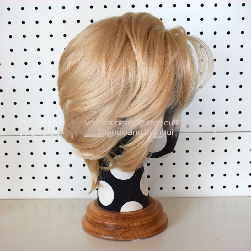 Cosplay wig s prednjom čipkom, kratka kosa, vlakna otporna na toplinu, ručno pleteni prednji dio