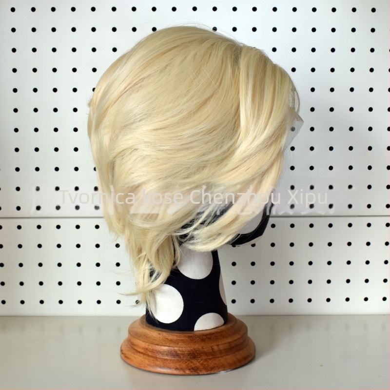 Cosplay wig s prednjom čipkom, kratka kosa, vlakna otporna na toplinu, ručno pleteni prednji dio