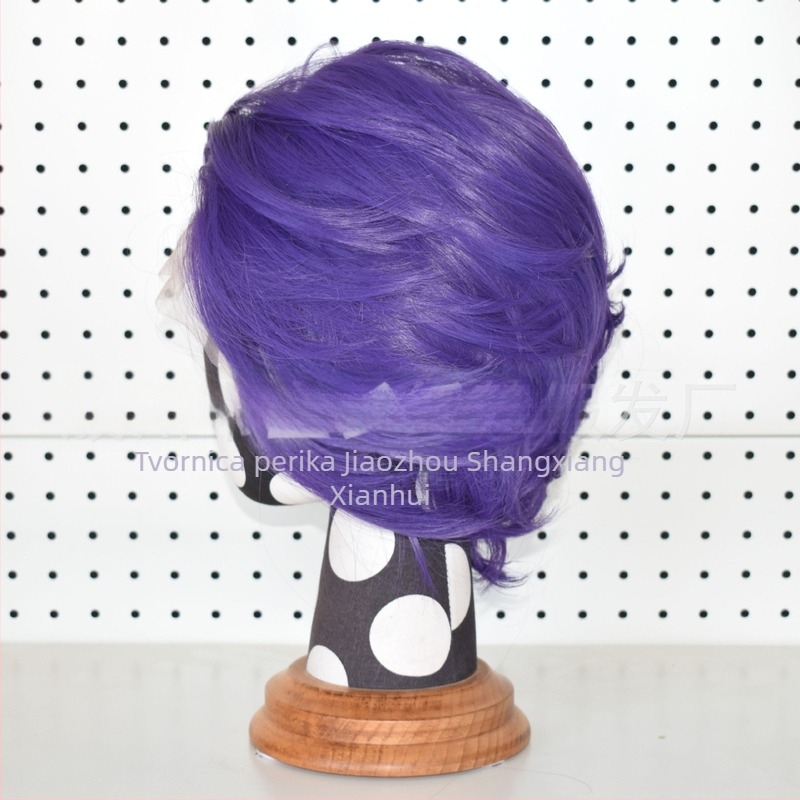 Cosplay wig s prednjom čipkom, kratka kosa, vlakna otporna na toplinu, ručno pleteni prednji dio