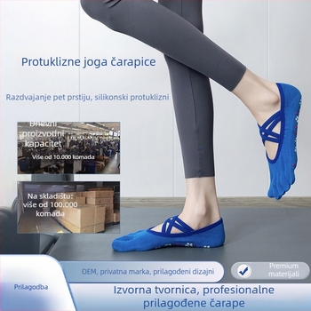 Joga čarape s otvorenim prstima i podijeljenim prstima, silikon protiv klizanja, križni remen dizajn, pamuk