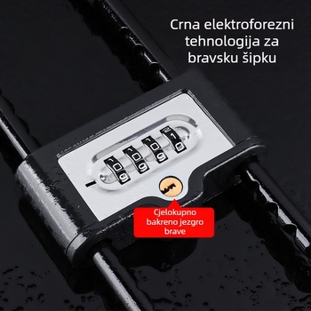 U-oblik digitalni zaključavač za staklena vrata - čelik, model: U-Shaped Password Lock, debljina šipke 13 mm, razmak šipki 74 mm