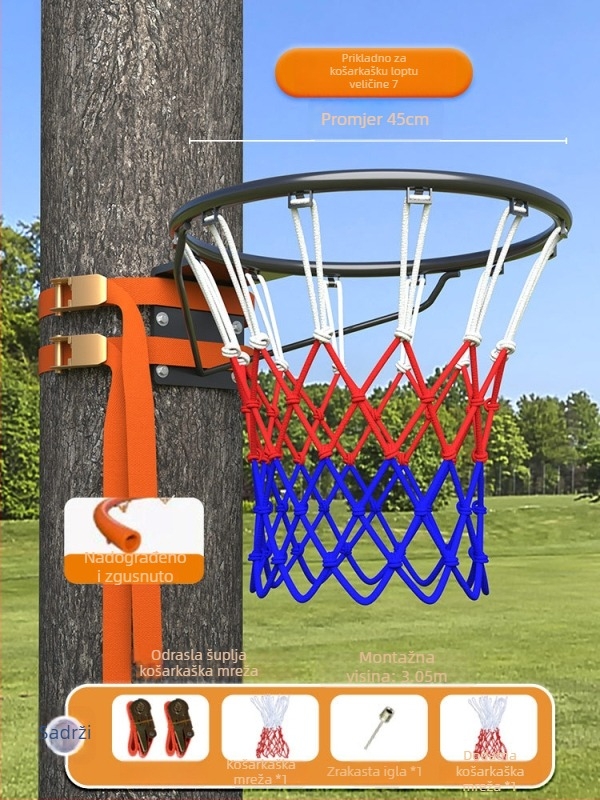 Stalak za košarku s pločom, nehrđajući čelik, snap-on ugradnja, prijenosno za kućnu upotrebu/park
