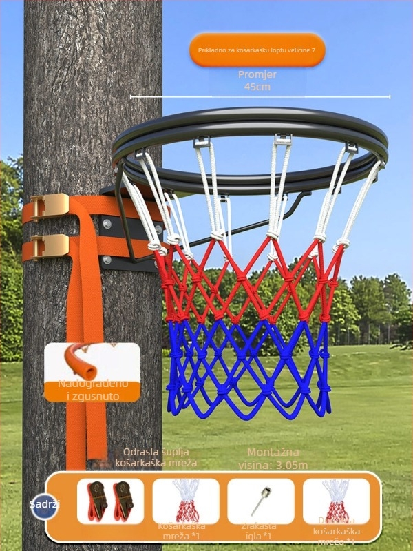Stalak za košarku s pločom, nehrđajući čelik, snap-on ugradnja, prijenosno za kućnu upotrebu/park