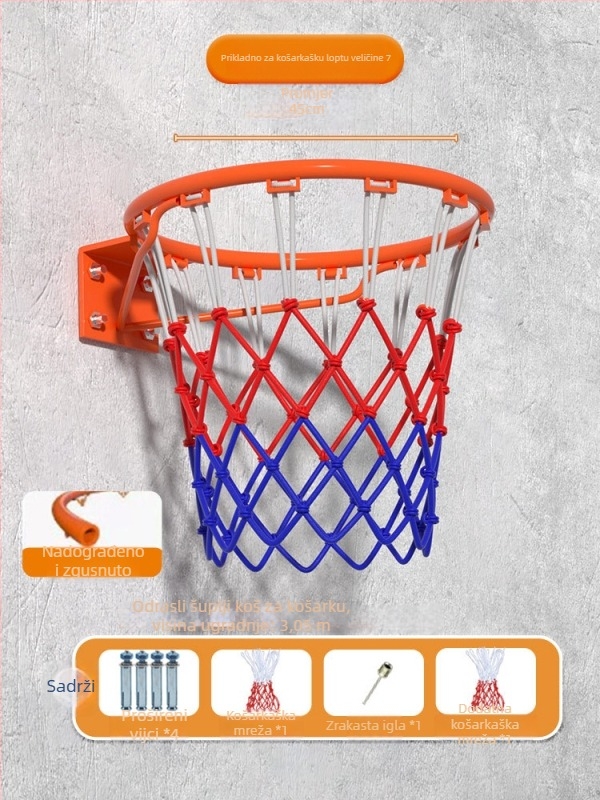 Stalak za košarku s pločom, nehrđajući čelik, snap-on ugradnja, prijenosno za kućnu upotrebu/park