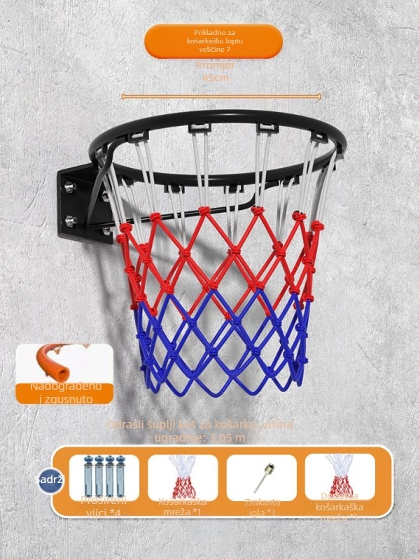 Stalak za košarku s pločom, nehrđajući čelik, snap-on ugradnja, prijenosno za kućnu upotrebu/park