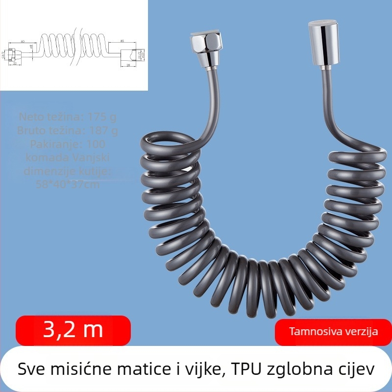 TPU teleskopska tuš cijev, navojni priključak, model RG010, 1.6 MPa, mesing konektor