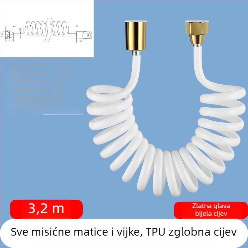 TPU teleskopska tuš cijev, navojni priključak, model RG010, 1.6 MPa, mesing konektor