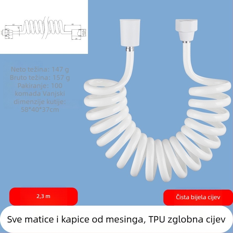TPU teleskopska tuš cijev, navojni priključak, model RG010, 1.6 MPa, mesing konektor