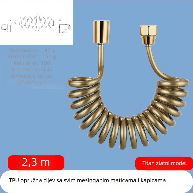 TPU teleskopska tuš cijev, navojni priključak, model RG010, 1.6 MPa, mesing konektor