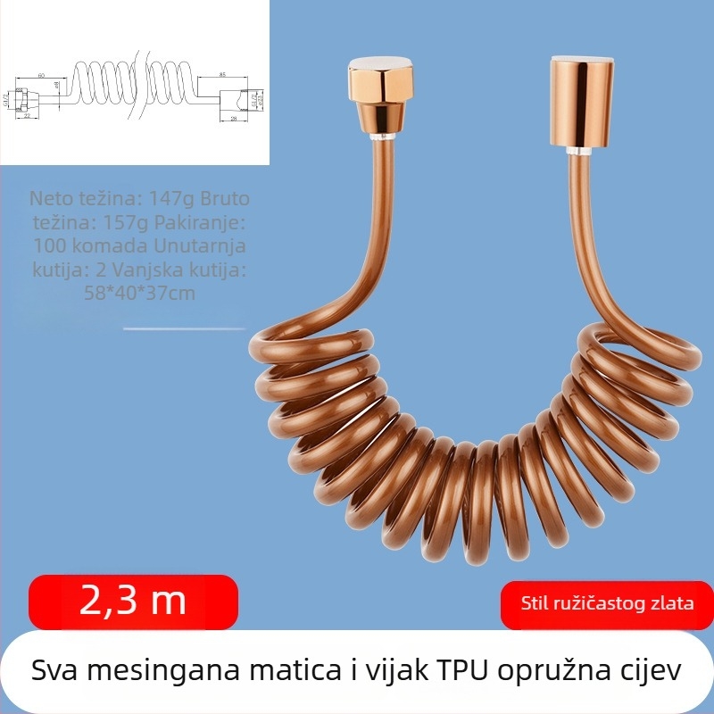 TPU teleskopska tuš cijev, navojni priključak, model RG010, 1.6 MPa, mesing konektor