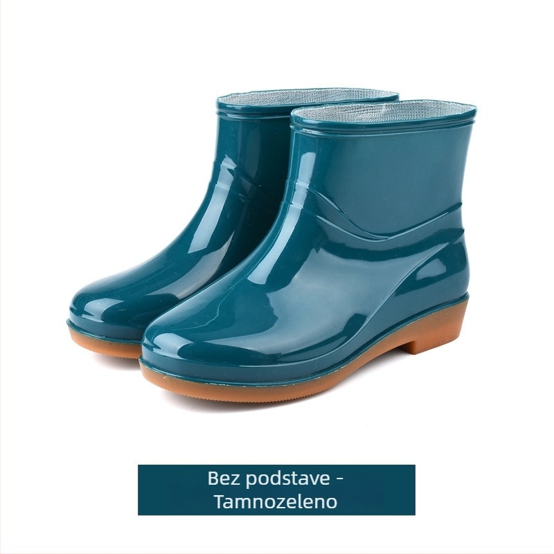 Ženske čizme za kišu, protuklizne, niske do gležnja, PVC gornji dio, jednofarne, niski pet 1-3 cm