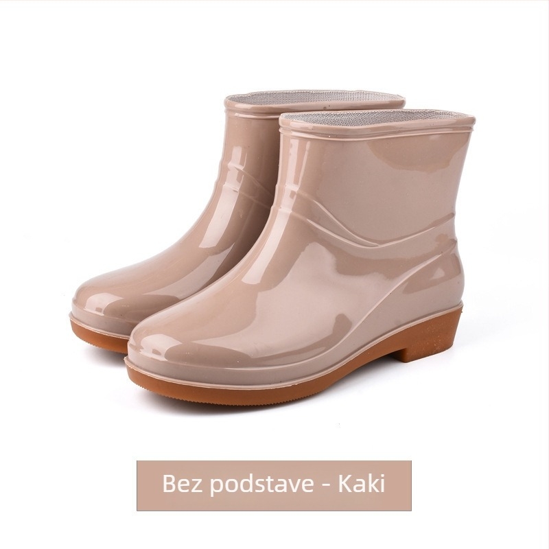 Ženske čizme za kišu, protuklizne, niske do gležnja, PVC gornji dio, jednofarne, niski pet 1-3 cm