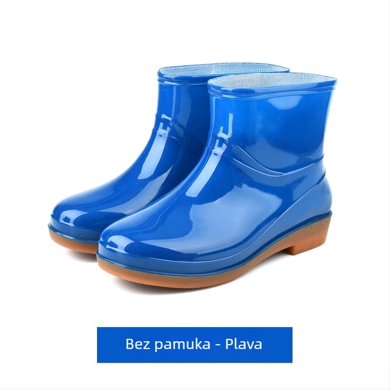 Ženske čizme za kišu, protuklizne, niske do gležnja, PVC gornji dio, jednofarne, niski pet 1-3 cm