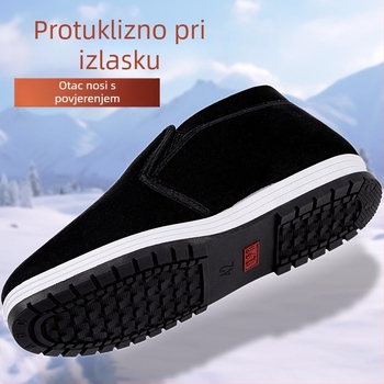 Papuče za dom u stilu Starog Pekinga, s flis prekljivom, zimske tople muške papuče, gumeni potplat, protuklizne