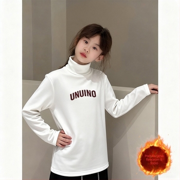 Djevojčice toplinska majica s visokim ovratnikom, Derong tkanina, 95% poliester, dugi rukav, bez kapulje, za djecu stariju od 8 godina, proljeće i jesen