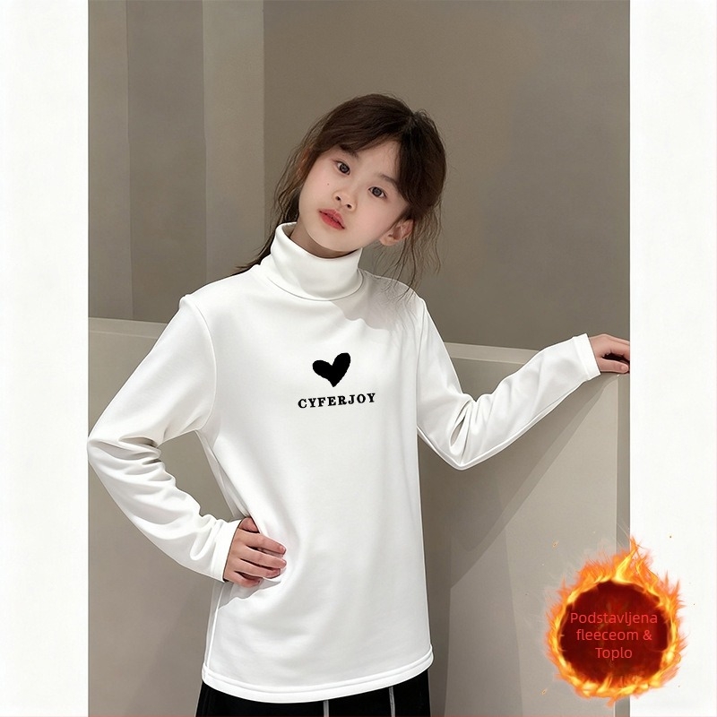 Djevojčice toplinska majica s visokim ovratnikom, Derong tkanina, 95% poliester, dugi rukav, bez kapulje, za djecu stariju od 8 godina, proljeće i jesen