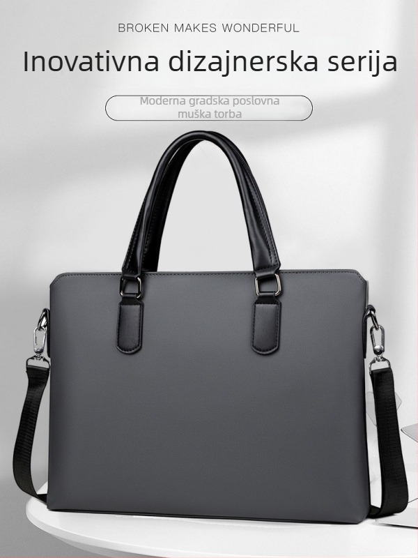 Poslovna torba za dokumente s vodootpornim materijalom 900D filma, podstava od poliestera, crossbody remen, jedinstven jednobojni uzorak, Zima 2024, A Mountain