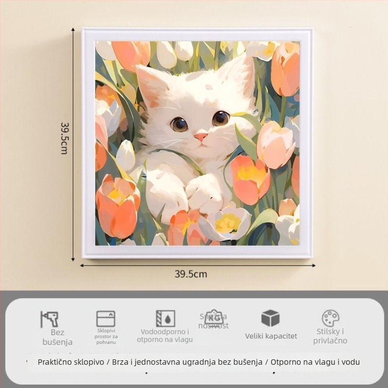 Kupaonski skladišni stalak - vodootporan, sklopiv, 1-slojni, plastični, nosivost 1–5 kg