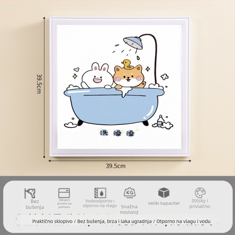 Kupaonski skladišni stalak - vodootporan, sklopiv, 1-slojni, plastični, nosivost 1–5 kg