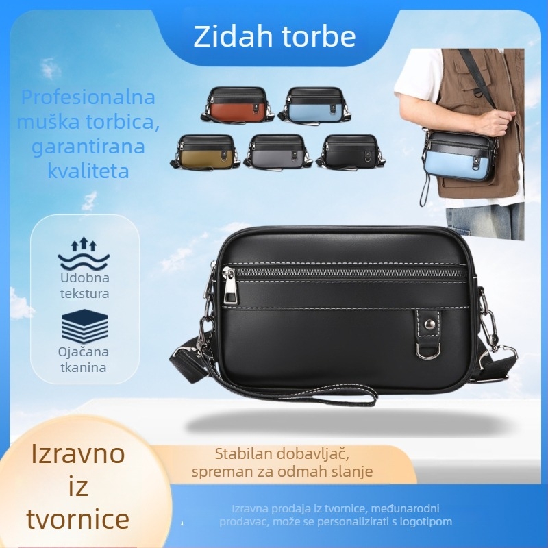Muška torba preko ramena u stilu poslovne elite, PU materijal, podstava od poliestera, jednobojni dizajn, vodootporna i ultralagana