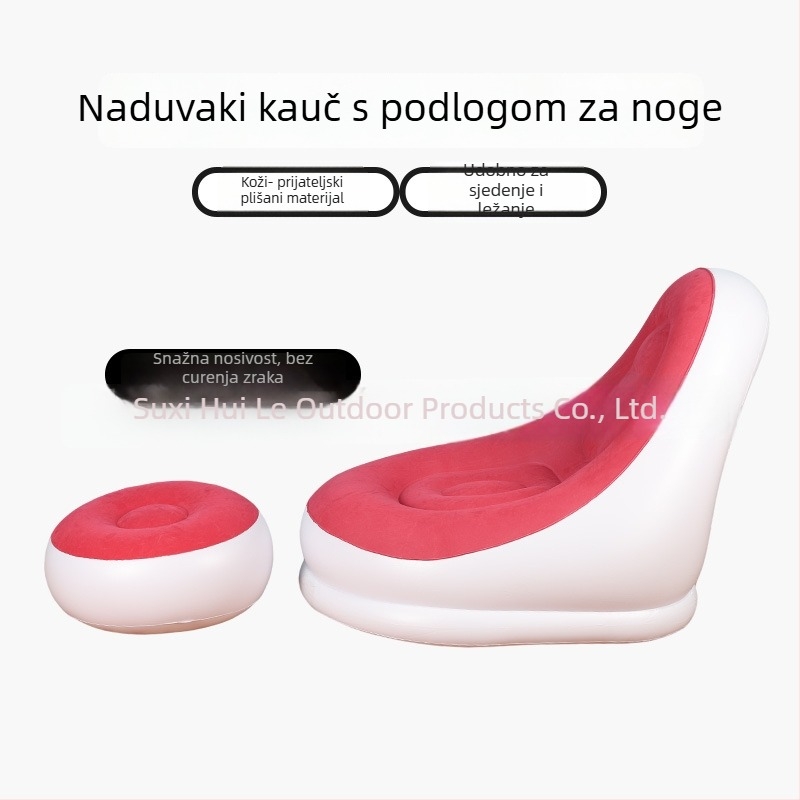 Vanjski napuhani kauč s podrškom za stopala, prijenosni sklopivi PVC zračni kauč Hui Le, za 1 osobu, 1,9 kg, zračna pumpa