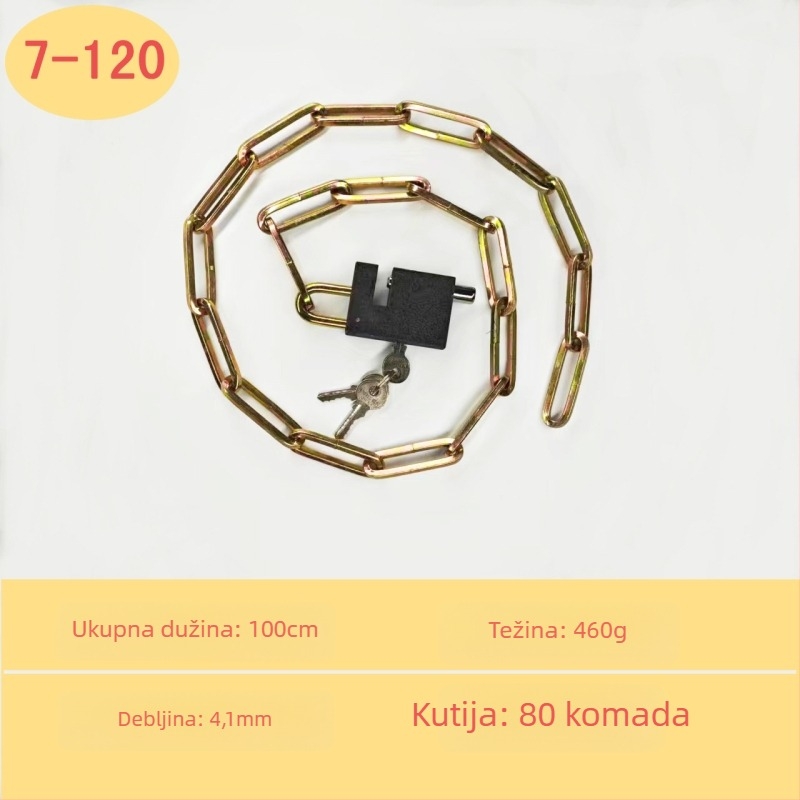 Chain lock — galvanizirani čelični lančani lokot za skladišna vrata, motocikle i bicikle; protiv krađe, protiv provale, težina 50