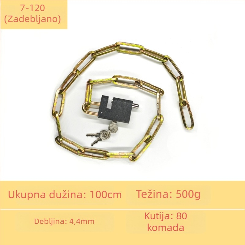 Chain lock — galvanizirani čelični lančani lokot za skladišna vrata, motocikle i bicikle; protiv krađe, protiv provale, težina 50