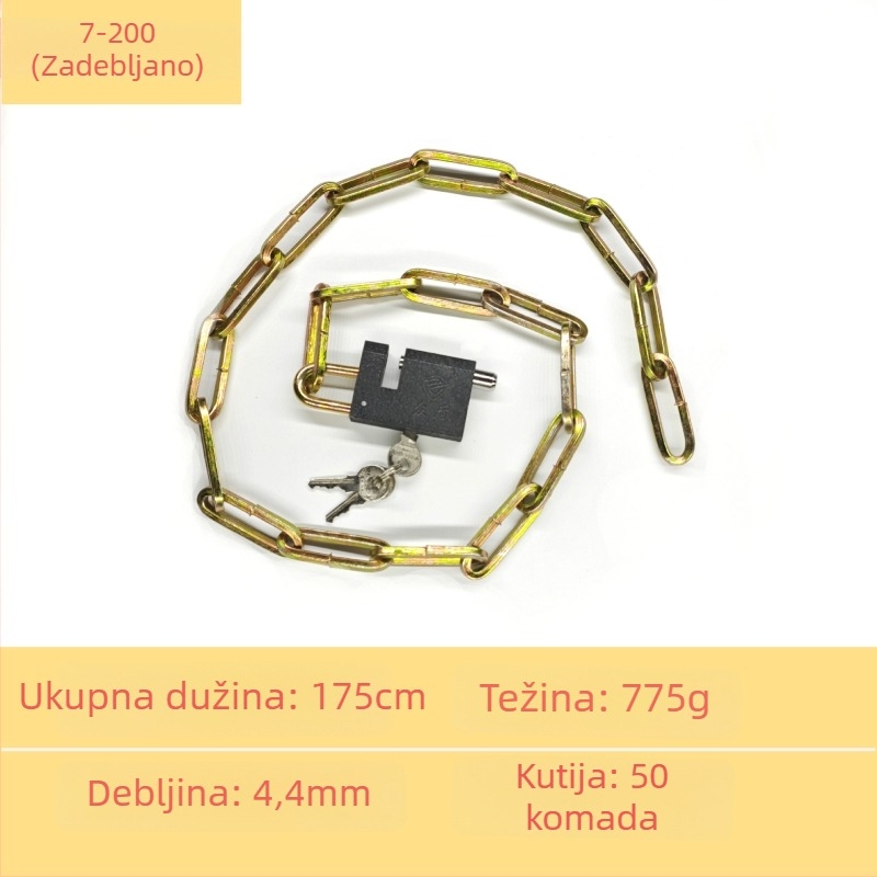Chain lock — galvanizirani čelični lančani lokot za skladišna vrata, motocikle i bicikle; protiv krađe, protiv provale, težina 50