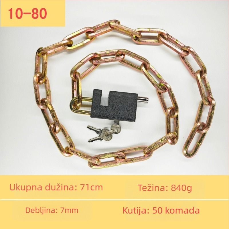 Chain lock — galvanizirani čelični lančani lokot za skladišna vrata, motocikle i bicikle; protiv krađe, protiv provale, težina 50