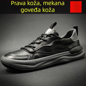 Muške mokasine od prirodne kože, niski profil, Slip-On, okrugli nos, gumena potplat
