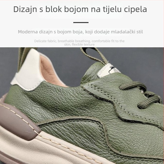 Muške mokasine od prirodne kože, niski profil, Slip-On, okrugli nos, gumena potplat