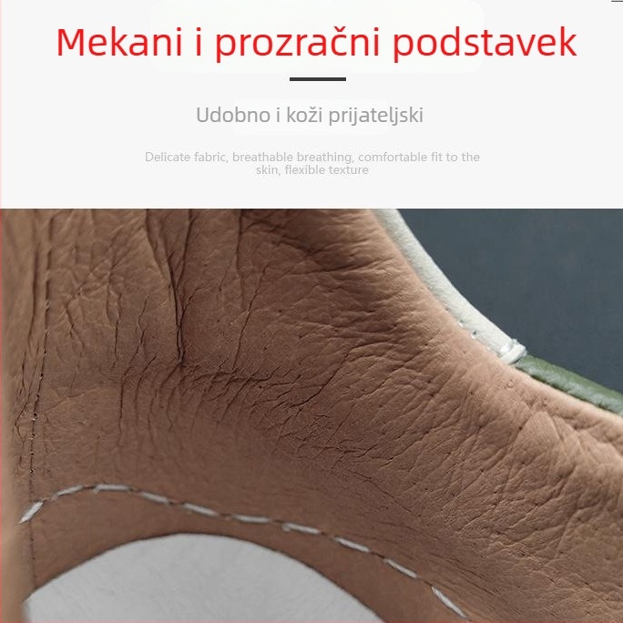 Muške mokasine od prirodne kože, niski profil, Slip-On, okrugli nos, gumena potplat