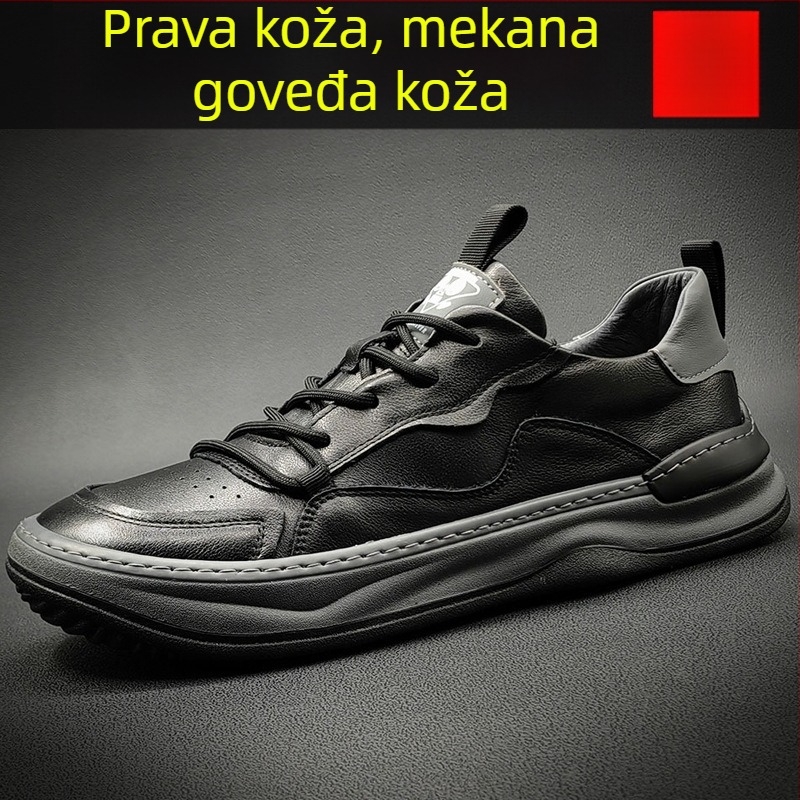 Muške mokasine od prirodne kože, niski profil, Slip-On, okrugli nos, gumena potplat