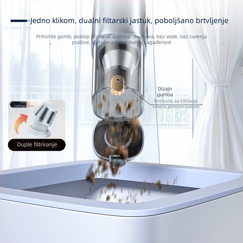 Bežični usisavač za automobil s digitalnim zaslonom — kompaktan ručni dizajn (10V, 100W, 10000 Pa, 20 min)