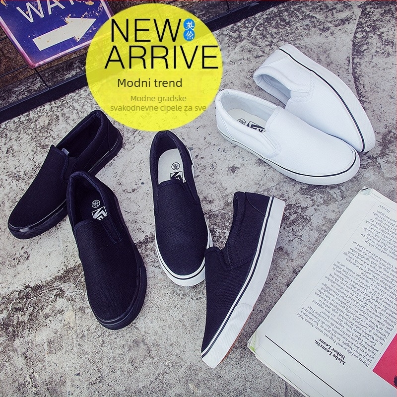 Muške platnene tenisice slip-on za svakodnevno nošenje, prozračne, s gumenim potplatom