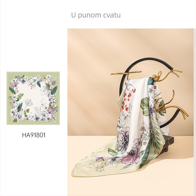 Kvadratni šal od Mulberry svile, satenska tkanina, originalni dizajn, jesenska verzija
