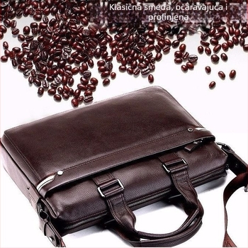 Poslovna torba od PU materijala, podstava teleća koža, dizajn preko ramena i u ruci, veliki kapacitet, za poslovna putovanja