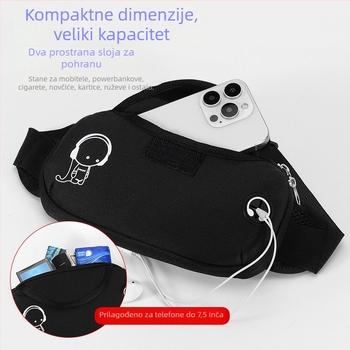Muška kaišna torbica za telefon za sport i putovanja | Materijal: diving cloth; Podstava: poliester; Može pohraniti predmete; Stil: slobodno vrijeme