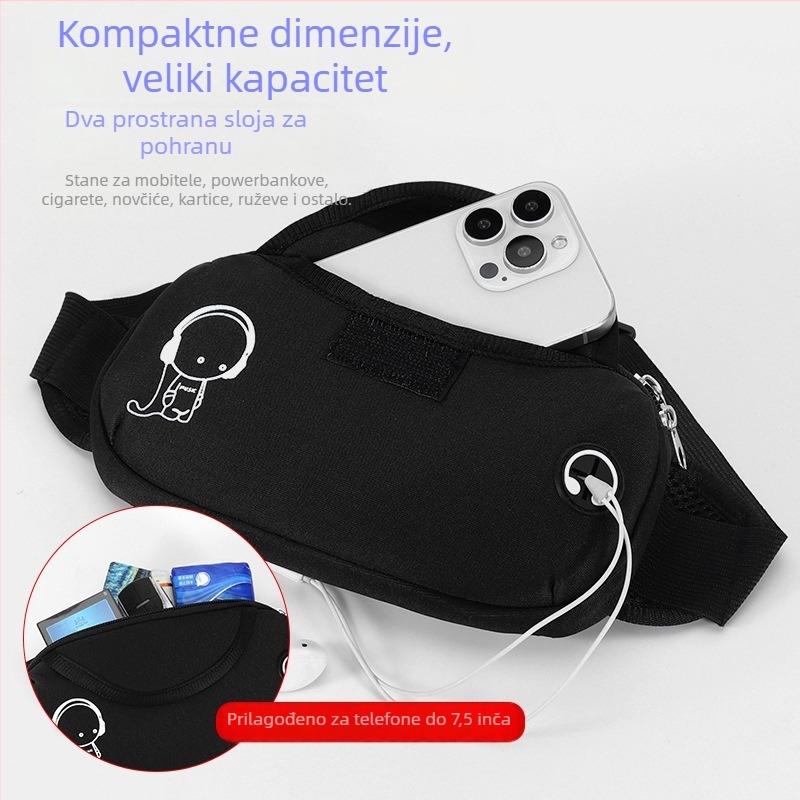 Muška kaišna torbica za telefon za sport i putovanja | Materijal: diving cloth; Podstava: poliester; Može pohraniti predmete; Stil: slobodno vrijeme