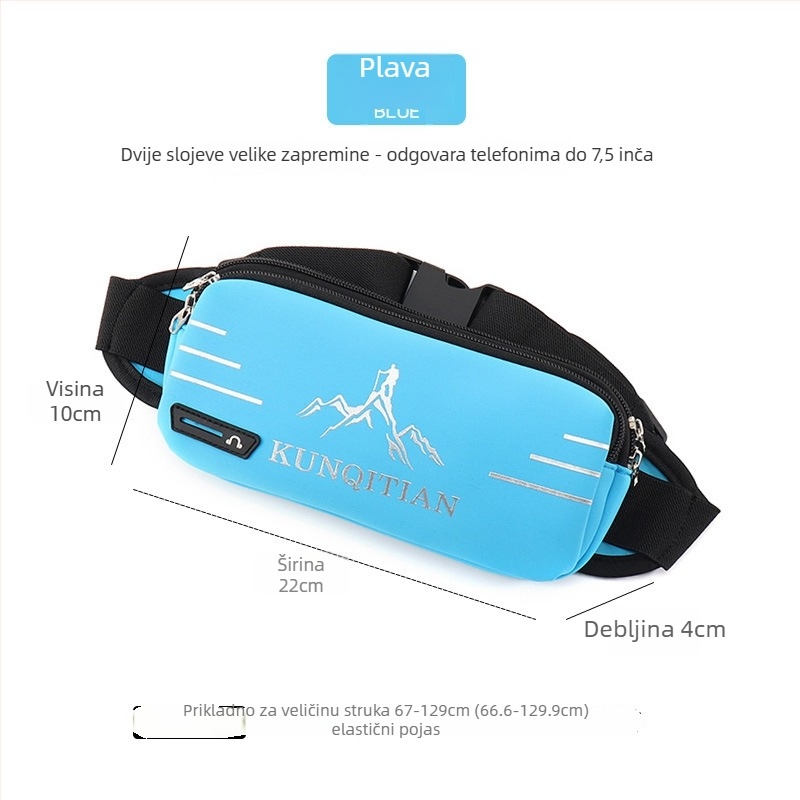Sportska torbica za pojas za telefon — unisex, prozračna, vodootporna i otporna na habanje, za vanjske sportove, poliester