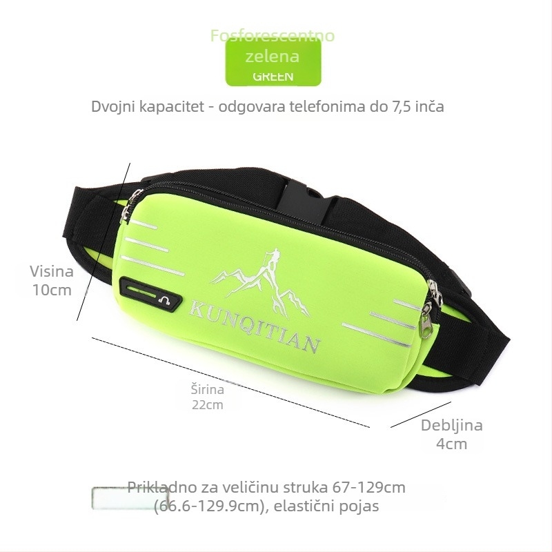 Sportska torbica za pojas za telefon — unisex, prozračna, vodootporna i otporna na habanje, za vanjske sportove, poliester