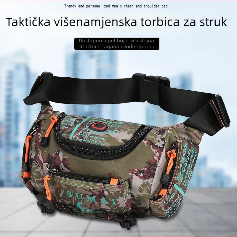 Muška torba za prsa s kamuflažnim uzorkom, Oxford tkanina, prozračna, ultra lagana, otporna na habanje, podstava od poliestera