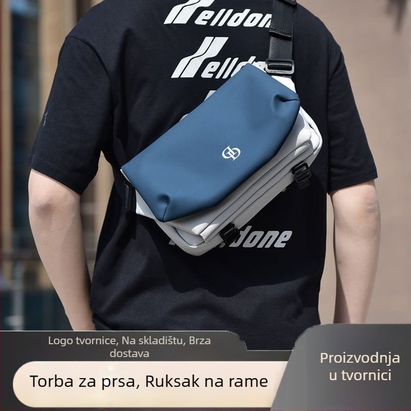 Muška torba za prsa, najlon, prozračna, geometrijski uzorak, kompatibilna s 8-inčnim prijenosnim računalom, gradski stil