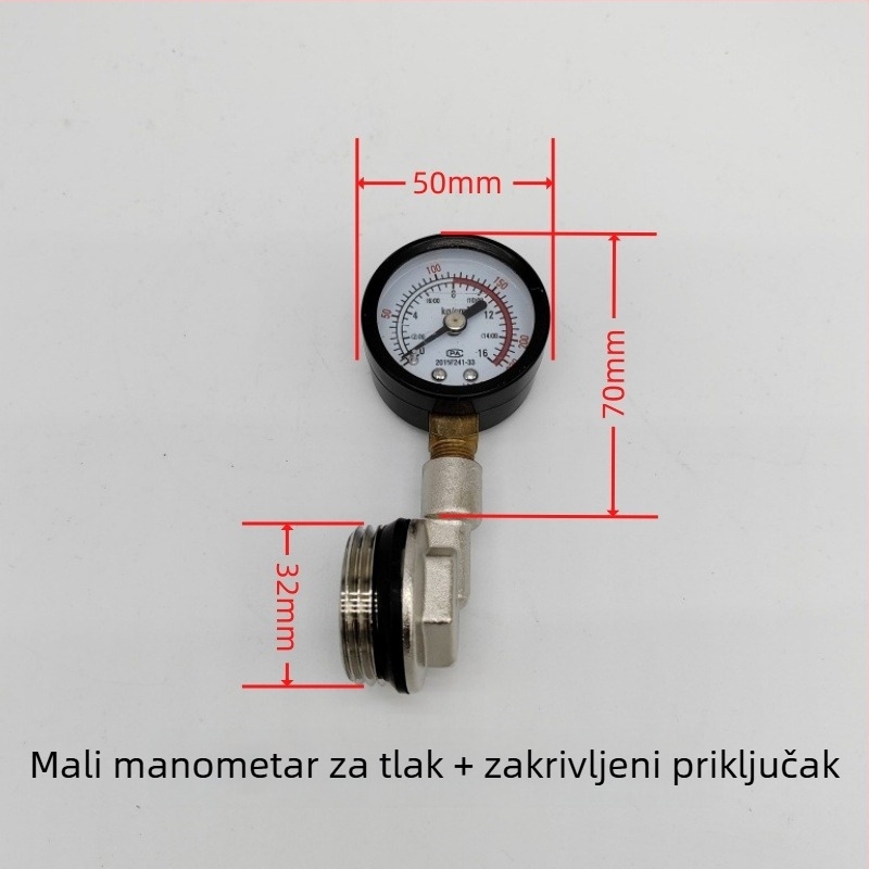 Distribucijski blok za podno grijanje s mjeračem temperature i tlaka, bakreni, s tlakom zatvaračem, CE certifikat