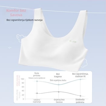 Bezšivna sportska grudnjica za tineždžerice, s punim košaricama, prozračna, fiksne dvostruke naramenice