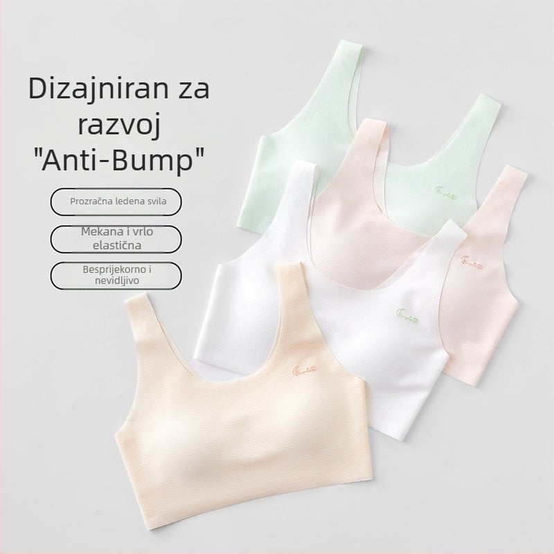 Bezšivna sportska grudnjica za tineždžerice, s punim košaricama, prozračna, fiksne dvostruke naramenice