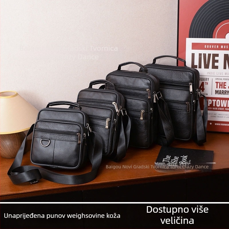 Muška torba na rame • Višenamjenska, za poslovna putovanja i svakodnevnu upotrebu • (prava koža, koža prve sloja, vodootporna, otporna na habanje, proširiva)