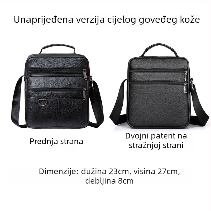 Muška torba na rame • Višenamjenska, za poslovna putovanja i svakodnevnu upotrebu • (prava koža, koža prve sloja, vodootporna, otporna na habanje, proširiva)