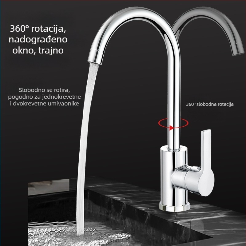 Kuhinjski miješalac, bakar, keramički kartridžni ventil, uspravna ugradnja, 0–100 °C, 1,6 MPa