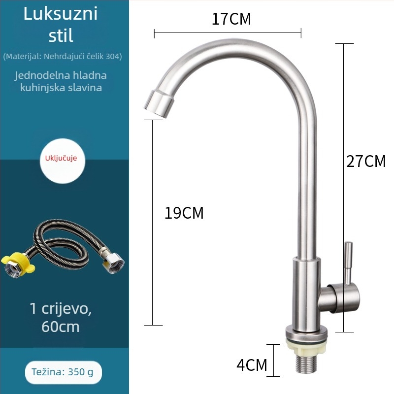 Kuhinjski miješalac, bakar, keramički kartridžni ventil, uspravna ugradnja, 0–100 °C, 1,6 MPa